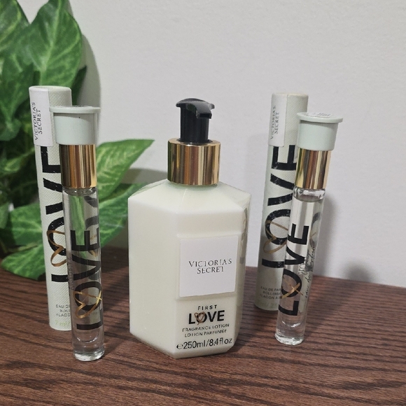 💜💜💜Victoria's Secret First Love Fragrance Lotion & 2 Rollerballs NEW - Picture 2 of 4